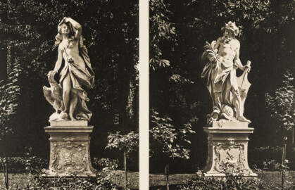 Das Bruchsaler Schloss - Luft und Wasser im Schlossgarten, von Joachim Günther 1759 (?) (Blatt 68 der Mappe "Fritz Hirsch: Das Bruchsaler Schloss aus Anlass der Renovation (1900-1909)", erschienen: Heidelberg, Carl Winter's Universitätsbuchhandlung, 1910; Mappe aus dem Bestand des Städtischen Museums Bruchsal; Reproduktion durch Dr. Manfred Schneider, mit freundlicher Genehmigung des Museums) Das Bruchsaler Schloss - Luft und Wasser im Schlossgarten, von Joachim Günther 1759 (?) (Blatt 68 der Mappe "Fritz Hirsch: Das Bruchsaler Schloss aus Anlass der Renovation (1900-1909)", erschienen: Heidelberg, Carl Winter's Universitätsbuchhandlung, 1910; Mappe aus dem Bestand des Städtischen Museums Bruchsal; Reproduktion durch Dr. Manfred Schneider, mit freundlicher Genehmigung des Museums)