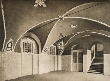 Das Bruchsaler Schloss - Kammerflügel [2], Vestibül (22), ca. 1797 (Blatt 79 der Mappe "Fritz Hirsch: Das Bruchsaler Schloss aus Anlass der Renovation (1900-1909)", erschienen: Heidelberg, Carl Winter's Universitätsbuchhandlung, 1910; Mappe aus dem Bestand des Städtischen Museums Bruchsal; Reproduktion durch Dr. Manfred Schneider, mit freundlicher Genehmigung des Museums)