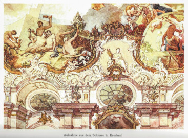 Schloss Bruchsal - Aufnahme aus dem Schlosse in Bruchsal (Marmorsaal); aus: Karl Eyth (Hg.): Das farbige Malerbuch, 1901, Tafel 61; mit freundlicher Genehmigung zur Verfügung gestellt von Andreas Froncala, Berlin