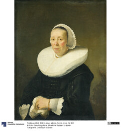 Schloss Bruchsal - Ehemaliger Gemäldebestand - Sammlung der Familie Hutten - Vermutlich ehemals im Besitz von Franz Christoph von Hutten zum Stolzenberg - Gemälde "Bildnis einer älteren Dame" (gemalt 1642 von Ferdinand Bol (1616-1680); Gemäldegalerie der Staatlichen Museen zu Berlin - Preußischer Kulturbesitz; 1843 Ankauf auf der Versteigerung des Verlegers Georg Andreas Reimer, Berlin) - Unverändertes Bild - Quelle: http://www.smb-digital.de/eMuseumPlus?service=ExternalInterface&module=collection&objectId=868440&viewType=detailView - CC BY-NC-SA 3.0 DE - https://creativecommons.org/licenses/by-nc-sa/3.0/de/ - Dank an Andreas Froncala, Berlin für den Hinweis auf das Gemälde aus der Sammlung der Familie Hutten
