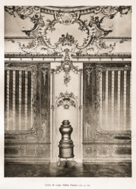 Schloss Bruchsal -- Corps de Logis, Gelbes Zimmer, ca. 1755 -- Blatt 41 -- "Fritz Hirsch - Das Bruchsaler Schloss aus Anlass der Renovation (1900 - 1909) -1910"; Digitalisat der Württembergische Landesbibliothek Stuttgart; Persistente URL: http://digital.wlb-stuttgart.de/purl/bsz517378221