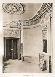 Schloss Bruchsal -- Corps de Logis, Raum 113 (südlicher Raum des nördlichen Verbindungsbaus) -- Blatt 78 -- "Fritz Hirsch - Das Bruchsaler Schloss aus Anlass der Renovation (1900 - 1909) -1910"; Digitalisat der Württembergische Landesbibliothek Stuttgart; Persistente URL: http://digital.wlb-stuttgart.de/purl/bsz517378221