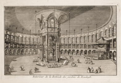 Schloss und Schlossgarten Schwetzingen - Tafel 8 "Interièur de la Rotonde des jardins de Renelagh" des Werks "George Louis Le Rouge: Detail des nouveaux jardins a la mode. 6e cahier. Serrail et jardins du grand seigneur - 1777" (Bildnachweis: University of Wisconsin, https://digital.library.wisc.edu/1711.dl/VVHZLYPGHF4LT8E, Public Domain) Schloss und Schlossgarten Schwetzingen - Tafel 8 "Interièur de la Rotonde des jardins de Renelagh" des Werks "George Louis Le Rouge: Detail des nouveaux jardins a la mode. 6e cahier. Serrail et jardins du grand seigneur - 1777" (Bildnachweis: University of Wisconsin, https://digital.library.wisc.edu/1711.dl/VVHZLYPGHF4LT8E, Public Domain)