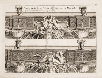 Schloss und Schlossgarten Schwetzingen - Tafel 10 "Parties latérales du Bassin de Neptune à Versailles" des Werks "George Louis Le Rouge: Detail des nouveaux jardins a la mode. 6e cahier. Serrail et jardins du grand seigneur - 1777" (Bildnachweis: University of Wisconsin, https://digital.library.wisc.edu/1711.dl/VVHZLYPGHF4LT8E, Public Domain) Schloss und Schlossgarten Schwetzingen - Tafel 10 "Parties latérales du Bassin de Neptune à Versailles" des Werks "George Louis Le Rouge: Detail des nouveaux jardins a la mode. 6e cahier. Serrail et jardins du grand seigneur - 1777" (Bildnachweis: University of Wisconsin, https://digital.library.wisc.edu/1711.dl/VVHZLYPGHF4LT8E, Public Domain)