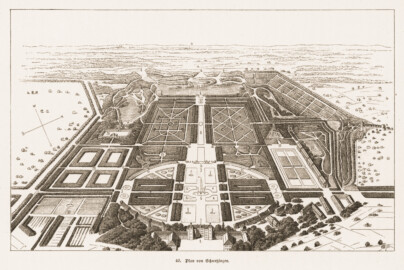 Schloss und Schlossgarten Schwetzingen - Abb. 40 / Seite 141  von "Ludwig von Ompteda: Rheinische Gärten von der Mosel bis zum Bodensee - Bilder aus alter und neuer Gärtnerei - 1886" (Bildnachweis: ULB Düsseldorf, urn:nbn:de:hbz:061:1-29084 , Public Domain)