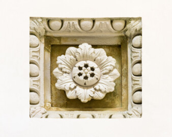 Schloss und Schlossgarten Schwetzingen - Garten - Tempel der Botanik - Von innen - Kuppel - Blick vom Boden nach oben in die Kuppel auf eine der rosettengeschmückten kleinen Kassetten (Tempel: Durchmesser ca. 7 Meter; Kuppel Durchmesser: unten ca. 5 Meter, oben ca. 2 Meter; Bauzeit: 1777-1780; Architekt: Nicolas de Pigage) (aufgenommen im September 2023, am Nachmittag) Schloss und Schlossgarten Schwetzingen - Garten - Tempel der Botanik - Von innen - Kuppel - Blick vom Boden nach oben in die Kuppel auf eine der rosettengeschmückten kleinen Kassetten (Tempel: Durchmesser ca. 7 Meter; Kuppel Durchmesser: unten ca. 5 Meter, oben ca. 2 Meter; Bauzeit: 1777-1780; Architekt: Nicolas de Pigage) (aufgenommen im September 2023, am Nachmittag)