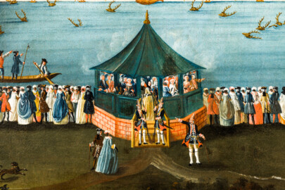 Schloss und Schlossgarten Schwetzingen - Schloss - Mittelbau - Von innen - 1. Obergeschoss - Appartment des Kurfürsten - Erstes Vorzimmer - Nordwand, rechts der Tür zur Hofloge - Ausschnitt aus dem Jagdgemälde; Gemälde aus einem Zyklus von 16 großformatigen Jagdbildern; Darstellung einer sog. "eingestellten Jagd" unter Kurfürst Karl III. Philipp (1661-1742, reg. 1716-1742) (Maler und Datierung: unbekannt) (aufgenommen im Dezember 2023, am frühen Nachmittag) Schloss und Schlossgarten Schwetzingen - Schloss - Mittelbau - Von innen - 1. Obergeschoss - Appartment des Kurfürsten - Erstes Vorzimmer - Nordwand, rechts der Tür zur Hofloge - Ausschnitt aus dem Jagdgemälde; Gemälde aus einem Zyklus von 16 großformatigen Jagdbildern; Darstellung einer sog. "eingestellten Jagd" unter Kurfürst Karl III. Philipp (1661-1742, reg. 1716-1742) (Maler und Datierung: unbekannt) (aufgenommen im Dezember 2023, am frühen Nachmittag)