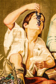 Schloss und Schlossgarten Schwetzingen - Schloss - Mittelbau - Von innen - 1. Obergeschoss - Appartment des Kurfürsten - Konferenzzimmer - Nordwand, rechts der Tür zum Schlafzimmer - Ausschnitt aus einem Gobelin (aufgenommen im Januar 2024, am frühen Nachmittag) Schloss und Schlossgarten Schwetzingen - Schloss - Mittelbau - Von innen - 1. Obergeschoss - Appartment des Kurfürsten - Konferenzzimmer - Nordwand, rechts der Tür zum Schlafzimmer - Ausschnitt aus einem Gobelin (aufgenommen im Januar 2024, am frühen Nachmittag)