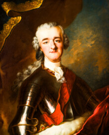 Schloss und Schlossgarten Schwetzingen - Schloss - Mittelbau - Von innen - 1. Obergeschoss - Appartment der Kurfürstin - Audienzzimmer - Ostwand, Mitte - Porträt von Kurfürst Carl Theodor (1724-1799, reg. 1742-1799) (Maler: unbekannt, Datierung: um 1742) (aufgenommen im Januar 2024, am Nachmittag) Schloss und Schlossgarten Schwetzingen - Schloss - Mittelbau - Von innen - 1. Obergeschoss - Appartment der Kurfürstin - Audienzzimmer - Ostwand, Mitte - Porträt von Kurfürst Carl Theodor (1724-1799, reg. 1742-1799) (Maler: unbekannt, Datierung: um 1742) (aufgenommen im Januar 2024, am Nachmittag)