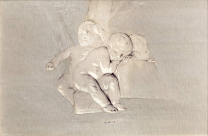 Schloss und Schlossgarten Schwetzingen - Schloss - Mittelbau - Von innen - 1. Obergeschoss - Appartment der Kurfürstin - Audienzzimmer - Ostwand, oberhalb der Flügeltür zum Speisezimmer - Kopie einer Supraporte in Grisaille-Manier mit spielenden Putti (Kopist: unbekannt, Maler: Franz Anton Leitenstorffer (1721-1795), Datierung: unbekannt) (aufgenommen im Januar 2024,um die Mittagszeit) Schloss und Schlossgarten Schwetzingen - Schloss - Mittelbau - Von innen - 1. Obergeschoss - Appartment der Kurfürstin - Audienzzimmer - Ostwand, oberhalb der Flügeltür zum Speisezimmer - Kopie einer Supraporte in Grisaille-Manier mit spielenden Putti (Kopist: unbekannt, Maler: Franz Anton Leitenstorffer (1721-1795), Datierung: unbekannt) (aufgenommen im Januar 2024,um die Mittagszeit)