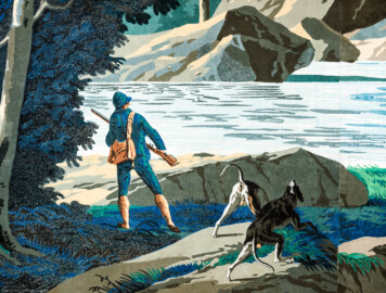 Schloss und Schlossgarten Schwetzingen - Schloss - Mittelbau - Von innen - 2. Obergeschoss - Schweizerzimmer / Compagniezimmer der Reichsgräfin von Hochberg - Nordwand, rechte Seite - Ausschnitt aus der Zuber-Panorama-Papiertapete „Les vues de Suisse“ (Entwurfszeichner: Pierre-Antoine Mongin (1761-1827); Druckerei: Zuber, Rixheim, Frankreich; Datierung: 1804; gesamte Tapete: 10,7 Meter x 3,9 Meter, 16 Bahnen, 1024 Holzdruckstöcke, 95 Farben; Konservierung/Restaurierung: zwischen 1988 und 1991) (aufgenommen im Februar 2024, am Nachmittag) Schloss und Schlossgarten Schwetzingen - Schloss - Mittelbau - Von innen - 2. Obergeschoss - Schweizerzimmer / Compagniezimmer der Reichsgräfin von Hochberg - Nordwand, rechte Seite - Ausschnitt aus der Zuber-Panorama-Papiertapete „Les vues de Suisse“ (Entwurfszeichner: Pierre-Antoine Mongin (1761-1827); Druckerei: Zuber, Rixheim, Frankreich; Datierung: 1804; gesamte Tapete: 10,7 Meter x 3,9 Meter, 16 Bahnen, 1024 Holzdruckstöcke, 95 Farben; Konservierung/Restaurierung: zwischen 1988 und 1991) (aufgenommen im Februar 2024, am Nachmittag)