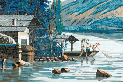 Schloss und Schlossgarten Schwetzingen - Schloss - Mittelbau - Von innen - 2. Obergeschoss - Schweizerzimmer / Compagniezimmer der Reichsgräfin von Hochberg - Ostwand, rechte Seite - Ausschnitt aus der Zuber-Panorama-Papiertapete „Les vues de Suisse“ (Entwurfszeichner: Pierre-Antoine Mongin (1761-1827); Druckerei: Zuber, Rixheim, Frankreich; Datierung: 1804; gesamte Tapete: 10,7 Meter x 3,9 Meter, 16 Bahnen, 1024 Holzdruckstöcke, 95 Farben; Konservierung/Restaurierung: zwischen 1988 und 1991) (aufgenommen im Februar 2024, am Nachmittag) Schloss und Schlossgarten Schwetzingen - Schloss - Mittelbau - Von innen - 2. Obergeschoss - Schweizerzimmer / Compagniezimmer der Reichsgräfin von Hochberg - Ostwand, rechte Seite - Ausschnitt aus der Zuber-Panorama-Papiertapete „Les vues de Suisse“ (Entwurfszeichner: Pierre-Antoine Mongin (1761-1827); Druckerei: Zuber, Rixheim, Frankreich; Datierung: 1804; gesamte Tapete: 10,7 Meter x 3,9 Meter, 16 Bahnen, 1024 Holzdruckstöcke, 95 Farben; Konservierung/Restaurierung: zwischen 1988 und 1991) (aufgenommen im Februar 2024, am Nachmittag)