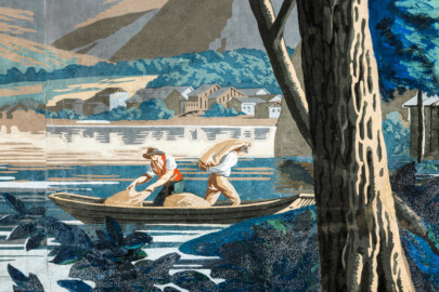 Schloss und Schlossgarten Schwetzingen - Schloss - Mittelbau - Von innen - 2. Obergeschoss - Schweizerzimmer / Compagniezimmer der Reichsgräfin von Hochberg - Ostwand, rechte Seite - Ausschnitt aus der Zuber-Panorama-Papiertapete „Les vues de Suisse“ (Entwurfszeichner: Pierre-Antoine Mongin (1761-1827); Druckerei: Zuber, Rixheim, Frankreich; Datierung: 1804; gesamte Tapete: 10,7 Meter x 3,9 Meter, 16 Bahnen, 1024 Holzdruckstöcke, 95 Farben; Konservierung/Restaurierung: zwischen 1988 und 1991) (aufgenommen im Februar 2024, am Nachmittag) Schloss und Schlossgarten Schwetzingen - Schloss - Mittelbau - Von innen - 2. Obergeschoss - Schweizerzimmer / Compagniezimmer der Reichsgräfin von Hochberg - Ostwand, rechte Seite - Ausschnitt aus der Zuber-Panorama-Papiertapete „Les vues de Suisse“ (Entwurfszeichner: Pierre-Antoine Mongin (1761-1827); Druckerei: Zuber, Rixheim, Frankreich; Datierung: 1804; gesamte Tapete: 10,7 Meter x 3,9 Meter, 16 Bahnen, 1024 Holzdruckstöcke, 95 Farben; Konservierung/Restaurierung: zwischen 1988 und 1991) (aufgenommen im Februar 2024, am Nachmittag)