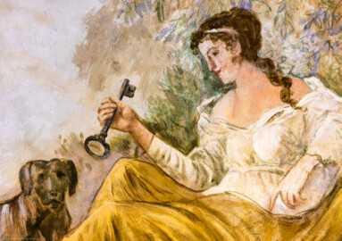 Schloss und Schlossgarten Schwetzingen - Garten - Gesandtenhaus (ehemaliges Prinzenhaus) / Amtsgericht - Von Innen - 1. Obergeschoss - Großer Sitzungssaal - Blick auf Figuren des neuzeitlichen Deckengemäldes (Gemälde: eine allegorische Darstellung des Friedens; Maler: Carolus Vocke (1899-1979); Datierung: nach 1945) (aufgenommen im Oktober 2024, am Nachmittag) Schloss und Schlossgarten Schwetzingen - Garten - Gesandtenhaus (ehemaliges Prinzenhaus) / Amtsgericht - Von Innen - 1. Obergeschoss - Großer Sitzungssaal - Blick auf Figuren des neuzeitlichen Deckengemäldes (Gemälde: eine allegorische Darstellung des Friedens; Maler: Carolus Vocke (1899-1979); Datierung: nach 1945) (aufgenommen im Oktober 2024, am Nachmittag)