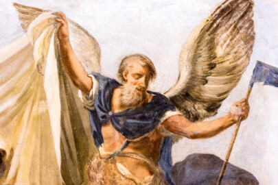 Schloss und Schlossgarten Schwetzingen - Garten - Gesandtenhaus (ehemaliges Prinzenhaus) / Amtsgericht - Von Innen - 1. Obergeschoss - Großer Sitzungssaal - Blick auf Figuren des neuzeitlichen Deckengemäldes (Gemälde: eine allegorische Darstellung des Friedens; Maler: Carolus Vocke (1899-1979); Datierung: nach 1945) (aufgenommen im Oktober 2024, am späten Nachmittag) Schloss und Schlossgarten Schwetzingen - Garten - Gesandtenhaus (ehemaliges Prinzenhaus) / Amtsgericht - Von Innen - 1. Obergeschoss - Großer Sitzungssaal - Blick auf Figuren des neuzeitlichen Deckengemäldes (Gemälde: eine allegorische Darstellung des Friedens; Maler: Carolus Vocke (1899-1979); Datierung: nach 1945) (aufgenommen im Oktober 2024, am späten Nachmittag)