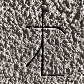 Schloss und Schlossgarten Schwetzingen - Schloss - Mittelbau - Von innen - Erdgeschoss, Nordseite - Besucherzentrum / ehemaliger Hochkeller - 1. Gurtbogen von Osten - Blick auf das 8. Steinmetzzeichen (von Süden und von unten aus gezählt) (Raum: Länge x Breite: ca. 16 x 6 Meter, Höhe (bis Schlussstein): ca. 3,5 Meter; 4 Joche, 3 Gurtbögen, 3 Kreuzrippengewölbe, ein Kreuzgratgewölbe im Osten; Nordwand: 2 Fenster, 2 vermauerte Öffnungen, Standerker: 1 kleines Fenster, Südwand: 3 Türen, Westwand: verschlossene Durchgangstür) (Mittelbau: Länge Westseite ca. 45 Meter, Breite Süd-/Nordseite ca. 38 Meter; Wiederaufbau / Erweiterung: 1698-1717; Architekt: Johann Adam Breunig) (aufgenommen im November 2025, am Nachmittag) Schloss und Schlossgarten Schwetzingen - Schloss - Mittelbau - Von innen - Erdgeschoss, Nordseite - Besucherzentrum / ehemaliger Hochkeller - 1. Gurtbogen von Osten - Blick auf das 8. Steinmetzzeichen (von Süden und von unten aus gezählt) (Raum: Länge x Breite: ca. 16 x 6 Meter, Höhe (bis Schlussstein): ca. 3,5 Meter; 4 Joche, 3 Gurtbögen, 3 Kreuzrippengewölbe, ein Kreuzgratgewölbe im Osten; Nordwand: 2 Fenster, 2 vermauerte Öffnungen, Standerker: 1 kleines Fenster, Südwand: 3 Türen, Westwand: verschlossene Durchgangstür) (Mittelbau: Länge Westseite ca. 45 Meter, Breite Süd-/Nordseite ca. 38 Meter; Wiederaufbau / Erweiterung: 1698-1717; Architekt: Johann Adam Breunig) (aufgenommen im November 2025, am Nachmittag)