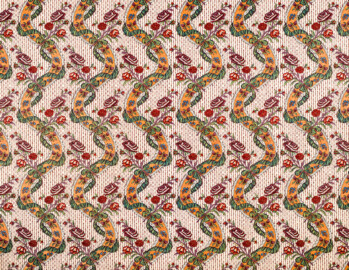 Schloss und Schlossgarten Schwetzingen - Schloss - Mittelbau - Von innen - 1. Obergeschoss - Appartment des Kurfürsten - Zweites Vorzimmer - Südwand - Blick auf einen Ausschnitt der gewachsten Baumwolltapete (aufgenommen im Dezember 2025, am Nachmittag) Schloss und Schlossgarten Schwetzingen - Schloss - Mittelbau - Von innen - 1. Obergeschoss - Appartment des Kurfürsten - Zweites Vorzimmer - Südwand - Blick auf einen Ausschnitt der gewachsten Baumwolltapete (aufgenommen im Dezember 2025, am Nachmittag)