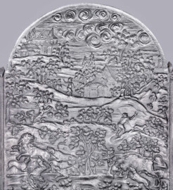 Schloss und Schlossgarten Schwetzingen - Schloss - Mittelbau - Von innen - 1. Obergeschoss - Appartment des Kurfürsten - Zweites Vorzimmer - Südwand - Kaminplatte des Kamins (aufgenommen im Dezember 2025, am Nachmittag) Schloss und Schlossgarten Schwetzingen - Schloss - Mittelbau - Von innen - 1. Obergeschoss - Appartment des Kurfürsten - Zweites Vorzimmer - Südwand - Kaminplatte des Kamins (aufgenommen im Dezember 2025, am Nachmittag)