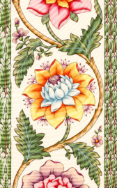 Schloss und Schlossgarten Schwetzingen - Schloss - Mittelbau - Von innen - 1. Obergeschoss - Appartment des Kurfürsten - Schlafzimmer - Nordwand - Blick auf einen Ausschnitt der Seidentapete (aufgenommen im Dezember 2025, am späten Nachmittag) Schloss und Schlossgarten Schwetzingen - Schloss - Mittelbau - Von innen - 1. Obergeschoss - Appartment des Kurfürsten - Schlafzimmer - Nordwand - Blick auf einen Ausschnitt der Seidentapete (aufgenommen im Dezember 2025, am späten Nachmittag)