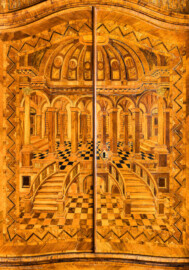 Schloss und Schlossgarten Schwetzingen - Schloss - Mittelbau - Von innen - 1. Obergeschoss - Appartment des Kurfürsten - Schlafzimmer - Ostwand - Schranktüren mit aufwendigen Intarsienarbeiten des Oberteils eines Schreibschranks (Kunstschreiner: Johann Georg Wahl (1702-1773)) (aufgenommen im Januar 2026, um die Mittagszeit) Schloss und Schlossgarten Schwetzingen - Schloss - Mittelbau - Von innen - 1. Obergeschoss - Appartment des Kurfürsten - Schlafzimmer - Ostwand - Schranktüren mit aufwendigen Intarsienarbeiten des Oberteils eines Schreibschranks (Kunstschreiner: Johann Georg Wahl (1702-1773)) (aufgenommen im Januar 2026, um die Mittagszeit)