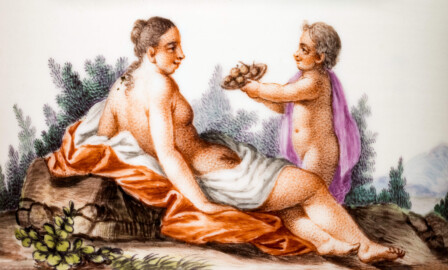 Schloss und Schlossgarten Schwetzingen - Schloss - Mittelbau - Von innen - 1. Obergeschoss - Appartment des Kurfürsten - Schlafzimmer - Südwand, Kamin - Ausschnitt mit dem Bildmotiv aus einer Urnenvase (Manufaktur: Frankenthal, Datierung: 1775, Material: Porzellan) (aufgenommen im Januar 2026, am Nachmittag) Schloss und Schlossgarten Schwetzingen - Schloss - Mittelbau - Von innen - 1. Obergeschoss - Appartment des Kurfürsten - Schlafzimmer - Südwand, Kamin - Ausschnitt mit dem Bildmotiv aus einer Urnenvase (Manufaktur: Frankenthal, Datierung: 1775, Material: Porzellan) (aufgenommen im Januar 2026, am Nachmittag)