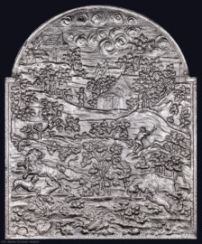 Schloss und Schlossgarten Schwetzingen - Schloss - Mittelbau - Von innen - 2. Obergeschoss - Durchgangszimmer - Nordwand - Kaminplatte des Kamins (aufgenommen im März 2026, am Nachmittag) Schloss und Schlossgarten Schwetzingen - Schloss - Mittelbau - Von innen - 2. Obergeschoss - Durchgangszimmer - Nordwand - Kaminplatte des Kamins (aufgenommen im März 2026, am Nachmittag)