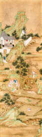 Schloss und Schlossgarten Schwetzingen - Garten - Badhaus - Von innen - Chinesisches Zimmer - Tapete, rechts der Tür - Chinesische Papiertapete - Darstellung von Szenen des Reisanbaus (Herkunft und Datierung: unbekannt; Breite x Höhe: ca. 2,5 x 0,85 Meter; Bahn herausgeschnitten aus größerer Tapete) (Gesamter Bau: Länge x Breite ca. 18 x 14 Meter, Höhe ca. 10 Meter; Architekt: Nicolas de Pigage (1723-1796); Bauzeit: 1768-1772; Gesamtinstandsetzung innen und außen: 1999-2006) (aufgenommen im Juni 2026, am späten Nachmittag)