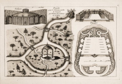 Schloss und Schlossgarten Schwetzingen - Tafel 23 "Projets pour le nouveau jardin de Trianon par Richard fils jardinier de la Reine
" des Werks "George Louis Le Rouge: Detail des nouveaux jardins a la mode. 6e cahier. Serrail et jardins du grand seigneur - 1777" (Bildnachweis: University of Wisconsin, https://digital.library.wisc.edu/1711.dl/VVHZLYPGHF4LT8E, Public Domain) Schloss und Schlossgarten Schwetzingen - Tafel 23 "Projets pour le nouveau jardin de Trianon par Richard fils jardinier de la Reine
" des Werks "George Louis Le Rouge: Detail des nouveaux jardins a la mode. 6e cahier. Serrail et jardins du grand seigneur - 1777" (Bildnachweis: University of Wisconsin, https://digital.library.wisc.edu/1711.dl/VVHZLYPGHF4LT8E, Public Domain)