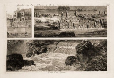 Schloss und Schlossgarten Schwetzingen - Tafel 29 "Cascades du Parc d_Exton à M. de Gainsborough ; Projet d'une Cascade" des Werks "George Louis Le Rouge: Detail des nouveaux jardins a la mode. 6e cahier. Serrail et jardins du grand seigneur - 1777" (Bildnachweis: University of Wisconsin, https://digital.library.wisc.edu/1711.dl/VVHZLYPGHF4LT8E, Public Domain) Schloss und Schlossgarten Schwetzingen - Tafel 29 "Cascades du Parc d_Exton à M. de Gainsborough ; Projet d'une Cascade" des Werks "George Louis Le Rouge: Detail des nouveaux jardins a la mode. 6e cahier. Serrail et jardins du grand seigneur - 1777" (Bildnachweis: University of Wisconsin, https://digital.library.wisc.edu/1711.dl/VVHZLYPGHF4LT8E, Public Domain)