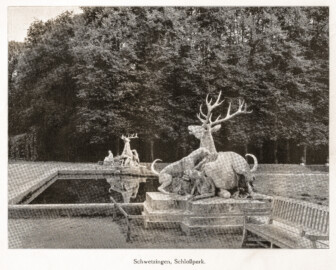 Schloss und Schlossgarten Schwetzingen - Schlosspark, Hirschgruppe und Hirschbassin (Bildnachweis: Seite 10 des Buchs "Hermann Eris Busse: Baden - 80 Naturaufnahmen - 1925"; Reproduktion durch Andreas Froncala, Berlin, Februar 2024) Schloss und Schlossgarten Schwetzingen - Schlosspark, Hirschgruppe und Hirschbassin (Bildnachweis: Seite 10 des Buchs "Hermann Eris Busse: Baden - 80 Naturaufnahmen - 1925"; Reproduktion durch Andreas Froncala, Berlin, Februar 2024)