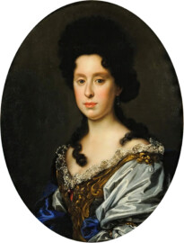 Schloss und Schlossgarten Schwetzingen - Bildnis der Anna Maria Luisa de' Medici (1667–1743), zweite Gemahlin des Kurfürsten Johann Wilhelm (1658-1716) (Maler: Antonio Franchi (1638–1709); Datierung: 1690 bis 1691; Herkunft: Gallerie degli Uffizi, Florenz; Bildnachweis: Wikimedia Commons, https://de.m.wikipedia.org/wiki/Datei:Anna_Maria_Luisa_de%27_Medici_%281667-1743%29.jpg, gemeinfrei)