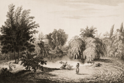 Schloss und Schlossgarten Schwetzingen - Tafel "Botanischer Tempel im Garten zu Schwetzingen" - Batt'sche Sammlung - Signatur Graph. Slg. VII 79 - 1775 -1800 - Universitätsbibliothek Heidelberg - https://heidicon.ub.uni-heidelberg.de#/detail/709204 - Public Domain