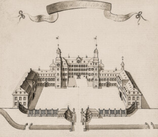 Schloss und Schlossgarten Schwetzingen - Tafel "Prospect von dem Lust Schloss zu Schwetzingen" - Batt'sche Sammlung - Signatur Graph.Slg. A_ 0342 - Vor 1839 - Universitätsbibliothek Heidelberg - https://heidicon.ub.uni-heidelberg.de/iiif/2/163232%3A179987 - Public Domain