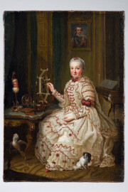 Schloss und Schlossgarten Schwetzingen - Porträt der Kurfürstin Elisabeth Auguste von der Pfalz, um 1759 (Maler: Johann Georg Ziesenis (1716-1776); Bildnachweis: Bayerisches Nationalmuseum, https://www.bayerisches-nationalmuseum.de/sammlung/00100480, CC BY-NC-ND 4.0) Schloss und Schlossgarten Schwetzingen - Porträt der Kurfürstin Elisabeth Auguste von der Pfalz, um 1759 (Maler: Johann Georg Ziesenis (1716-1776); Bildnachweis: Bayerisches Nationalmuseum, https://www.bayerisches-nationalmuseum.de/sammlung/00100480, CC BY-NC-ND 4.0)