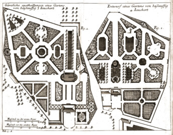 Schloss und Schlossgarten Schwetzingen - Seite 388 aus "Antoine Joseph Dézallier D'Argenville, Alexandre LeBlond: Die Gärtnerey sowohl in ihrer Theorie oder Betrachtung als Praxi oder Übung - 1731" (Bildnachweis: Universitätsbibliothek Heidelberg, https://doi.org/10.11588/diglit.1606, gemeinfrei) Schloss und Schlossgarten Schwetzingen - Seite 388 aus "Antoine Joseph Dézallier D'Argenville, Alexandre LeBlond: Die Gärtnerey sowohl in ihrer Theorie oder Betrachtung als Praxi oder Übung - 1731" (Bildnachweis: Universitätsbibliothek Heidelberg, https://doi.org/10.11588/diglit.1606, gemeinfrei)