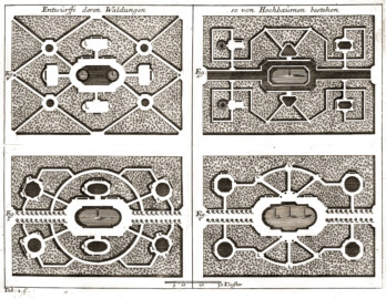 Schloss und Schlossgarten Schwetzingen - Seite 395 aus "Antoine Joseph Dézallier D'Argenville, Alexandre LeBlond: Die Gärtnerey sowohl in ihrer Theorie oder Betrachtung als Praxi oder Übung - 1731" (Bildnachweis: Universitätsbibliothek Heidelberg, https://doi.org/10.11588/diglit.1606, gemeinfrei) Schloss und Schlossgarten Schwetzingen - Seite 395 aus "Antoine Joseph Dézallier D'Argenville, Alexandre LeBlond: Die Gärtnerey sowohl in ihrer Theorie oder Betrachtung als Praxi oder Übung - 1731" (Bildnachweis: Universitätsbibliothek Heidelberg, https://doi.org/10.11588/diglit.1606, gemeinfrei)