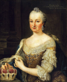 Schloss und Schlossgarten Schwetzingen - Porträt von Elisabeth Auguste von Pfalz-Sulzbach (1721-1794), um 1756 (Maler: Johann Georg Ziesenis der Jüngere (1716–1776); Bildnachweis: Wikimedia Commons, https://commons.wikimedia.org/wiki/File:Elisabeth_Augusta_of_Sulzbach,_Schwetzingen.jpg, gemeinfrei) Schloss und Schlossgarten Schwetzingen - Porträt von Elisabeth Auguste von Pfalz-Sulzbach (1721-1794), um 1756 (Maler: Johann Georg Ziesenis der Jüngere (1716–1776); Bildnachweis: Wikimedia Commons, https://commons.wikimedia.org/wiki/File:Elisabeth_Augusta_of_Sulzbach,_Schwetzingen.jpg, gemeinfrei)