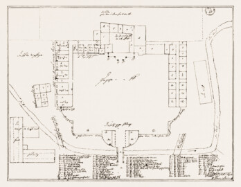 Schloss und Schlossgarten Schwetzingen - Breunig, Ausführungsentwurf für den Erweiterungsbau des Schlosses, Obergeschossgrundriss, 1711 - GLA Karlsruhe (Bildnachweis: Die Kunstdenkmäler des Amtsbezirks Mannheim – Stadt Schwetzingen – 1933)