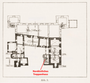Schloss und Schlossgarten Schwetzingen - Erweiterte Abb. 3: "Schematischer Lageplan mit Bezeichnung der einzelnen Bauteile" des Buches "Heinrich Gropp: Das Schwetzinger Schloß zu Anfang des 18. Jahrhunderts – Dissertation – 1930" (Reproduktion und Erweiterung durch Dr. Manfred Schneider, August 2023)