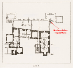 Schloss und Schlossgarten Schwetzingen - Erweiterte Abb. 3: "Schematischer Lageplan mit Bezeichnung der einzelnen Bauteile" des Buches "Heinrich Gropp: Das Schwetzinger Schloß zu Anfang des 18. Jahrhunderts – Dissertation – 1930" (Reproduktion und Erweiterung durch Dr. Manfred Schneider, August 2023)