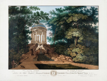 Schloss und Schlossgarten Schwetzingen - Der Apollo-Tempel (Maler: Carl Kuntz (Mannheim 29. Juli 1770 - 8. September 1830 Karlsruhe); Datierung: 1795; Aquatintaradierung, koloriert; Höhe x Breite: 47,5 x 60,7 cm (Platte); Inv. Nr. S 10855; Herkunft: © Kurpfälzisches Museum Heidelberg, Foto: K. Gattner; mit freundlicher Genehmigung des Museums)