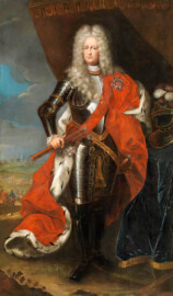 Schloss und Schlossgarten Schwetzingen - Bildnis des Kurfürsten Carl III. Philipp von der Pfalz als Feldherr (Maler und Datierung: unbekannt; Bildnachweis: Bayerische Staatsgemäldesammlungen, https://www.sammlung.pinakothek.de/de/artwork/Pdxz03EGw5, CC BY-SA 4.0)