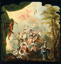 Schloss und Schlossgarten Schwetzingen - Verherrlichung des Kurfürsten Carl Theodor von der Pfalz, 1772 (Maler: Franz Anton von Leydensdorff (1721-1795); Bildnachweis: Bayerische Staatsgemäldesammlungen, https://www.sammlung.pinakothek.de/de/artwork/Dj4mBzbx5A, CC BY-SA 4.0) Schloss und Schlossgarten Schwetzingen - Verherrlichung des Kurfürsten Carl Theodor von der Pfalz, 1772 (Maler: Franz Anton von Leydensdorff (1721-1795); Bildnachweis: Bayerische Staatsgemäldesammlungen, https://www.sammlung.pinakothek.de/de/artwork/Dj4mBzbx5A, CC BY-SA 4.0)