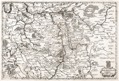 Schloss und Schlossgarten Schwetzingen - Merian-Karte "Topographia Palatinatus Rheni et vicinarum Regionum",  1645 - ca. 1672 (Bildnachweis: Übersichtskarte des Bandes "Martin Zeiller &  Matthäus Merian - Topographia Palatinatus Rheni et vicinarum Regionum - Das ist, Beschreibung vnd Eigentliche Abbildung der Vornemsten Statte, Plätz der Vntern Pfaltz am Rhein Vnd Benachbarten Landschafften, als der Bistümer Wormbs Vnd Speÿer, der Bergstraß, des Wessterreichs, Hundsrücks, Zweÿbrüggen, etc. — 1645 / ca. 1672"  der 16 bändigen Buchreihe "Topographia Germaniae" des Matthäus Merian (Stiche) und Martin Zeiller (Texte)) - UB Heidelberg - https://doi.org/10.11588/diglit.14568 - Public Domain)