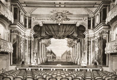 Schloss und Schlossgarten Schwetzingen - Schlosstheater - Bühne - Fotografie: Atelier Falk, Mannheim (Bildnachweis: Abb. 16 auf Seite 27 des Buchs "Hans Möhrle: Das Schwetzinger Schloß-Theater – 1938") Schloss und Schlossgarten Schwetzingen - Schlosstheater - Bühne - Fotografie: Atelier Falk, Mannheim (Bildnachweis: Abb. 16 auf Seite 27 des Buchs "Hans Möhrle: Das Schwetzinger Schloß-Theater – 1938")