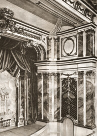 Schloss und Schlossgarten Schwetzingen - Schlosstheater - Proszenium - Fotograf: W. Schultz, Mannheim (Bildnachweis: Abb. 14 auf Seite 23 des Buchs "Hans Möhrle: Das Schwetzinger Schloß-Theater – 1938") Schloss und Schlossgarten Schwetzingen - Schlosstheater - Proszenium - Fotograf: W. Schultz, Mannheim (Bildnachweis: Abb. 14 auf Seite 23 des Buchs "Hans Möhrle: Das Schwetzinger Schloß-Theater – 1938")