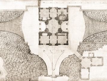 Schloss und Schlossgarten Schwetzingen - Garten - Badhaus - Grundriss des Badhauses - Ausschnitt aus dem Badhausplan von Nicolas de Pigage, Federzeichnung, 45,6 x 186,0 Zentimeter (Bildnachweis: Inv.-Nr. SZ-01-05-5 © Bayerische Schlösserverwaltung, Plansammlung der Gärtenabteilung; mit freundlicher Genehmigung der Bayerischen Schlösserverwaltung) Schloss und Schlossgarten Schwetzingen - Garten - Badhaus - Grundriss des Badhauses - Ausschnitt aus dem Badhausplan von Nicolas de Pigage, Federzeichnung, 45,6 x 186,0 Zentimeter (Bildnachweis: Inv.-Nr. SZ-01-05-5 © Bayerische Schlösserverwaltung, Plansammlung der Gärtenabteilung; mit freundlicher Genehmigung der Bayerischen Schlösserverwaltung)