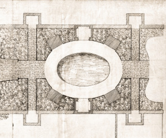 Schloss und Schlossgarten Schwetzingen - Garten - Wasserspeiende Vögel - Plan der Wasserspeienden Vögel - Ausschnitt aus dem Badhausplan von Nicolas de Pigage, Federzeichnung, 45,6 x 186,0 Zentimeter (Bildnachweis: Inv.-Nr. SZ-01-05-5 © Bayerische Schlösserverwaltung, Plansammlung der Gärtenabteilung; mit freundlicher Genehmigung der Bayerischen Schlösserverwaltung) Schloss und Schlossgarten Schwetzingen - Garten - Wasserspeiende Vögel - Plan der Wasserspeienden Vögel - Ausschnitt aus dem Badhausplan von Nicolas de Pigage, Federzeichnung, 45,6 x 186,0 Zentimeter (Bildnachweis: Inv.-Nr. SZ-01-05-5 © Bayerische Schlösserverwaltung, Plansammlung der Gärtenabteilung; mit freundlicher Genehmigung der Bayerischen Schlösserverwaltung)