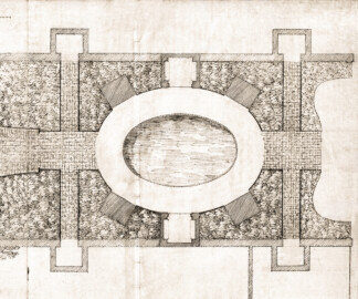 Schloss und Schlossgarten Schwetzingen - Garten - Wasserspeiende Vögel - Plan der Wasserspeienden Vögel - Ausschnitt aus dem Badhausplan von Nicolas de Pigage, Federzeichnung, 45,6 x 186,0 Zentimeter (Bildnachweis: Inv.-Nr. SZ-01-05-5 © Bayerische Schlösserverwaltung, Plansammlung der Gärtenabteilung; mit freundlicher Genehmigung der Bayerischen Schlösserverwaltung) Schloss und Schlossgarten Schwetzingen - Garten - Wasserspeiende Vögel - Plan der Wasserspeienden Vögel - Ausschnitt aus dem Badhausplan von Nicolas de Pigage, Federzeichnung, 45,6 x 186,0 Zentimeter (Bildnachweis: Inv.-Nr. SZ-01-05-5 © Bayerische Schlösserverwaltung, Plansammlung der Gärtenabteilung; mit freundlicher Genehmigung der Bayerischen Schlösserverwaltung)