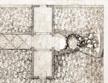 Schloss und Schlossgarten Schwetzingen - Garten - Perspektiv / Ende der Welt - Plan des Perspektivs - Ausschnitt aus dem Badhausplan von Nicolas de Pigage, Federzeichnung, 45,6 x 186,0 Zentimeter (Bildnachweis: Inv.-Nr. SZ-01-05-5 © Bayerische Schlösserverwaltung, Plansammlung der Gärtenabteilung; mit freundlicher Genehmigung der Bayerischen Schlösserverwaltung) Schloss und Schlossgarten Schwetzingen - Garten - Perspektiv / Ende der Welt - Plan des Perspektivs - Ausschnitt aus dem Badhausplan von Nicolas de Pigage, Federzeichnung, 45,6 x 186,0 Zentimeter (Bildnachweis: Inv.-Nr. SZ-01-05-5 © Bayerische Schlösserverwaltung, Plansammlung der Gärtenabteilung; mit freundlicher Genehmigung der Bayerischen Schlösserverwaltung)